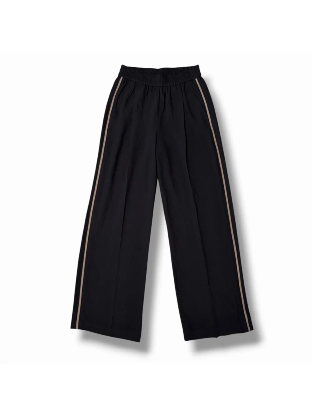Reiss Remi Side Stripe Pleated Wide Leg Trousers Black Pull On Side Stripe 4 NWT - Picture 8 of 12